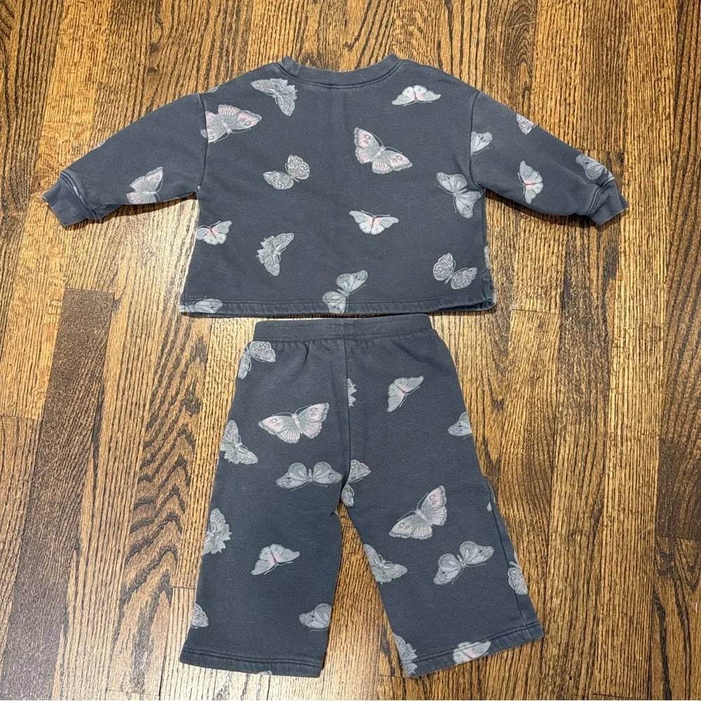 GAP Charcoal Gray Butterfly Matching Pant Set 12-18 Months